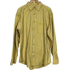 Preteur Le Collezioni Yellow Plaid 100% Cotton Shirt Made in Sultanate of Oman M